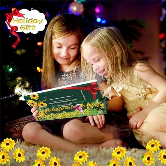 Outdoor Solar Garden Stake Lights, Upgraded LED Solar Powered with 3 Sunflower - Picture 6 of 7